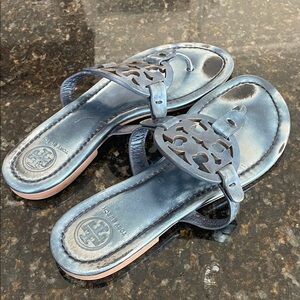 Tory Burch Metallic Blue Sandals